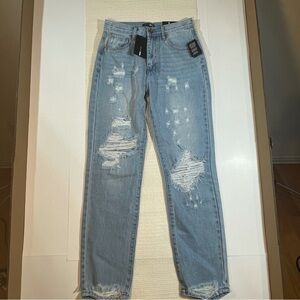 New Fashion Nova 90'S Distressed Loose Ripped Slouch Fit Jeans Size 5 27